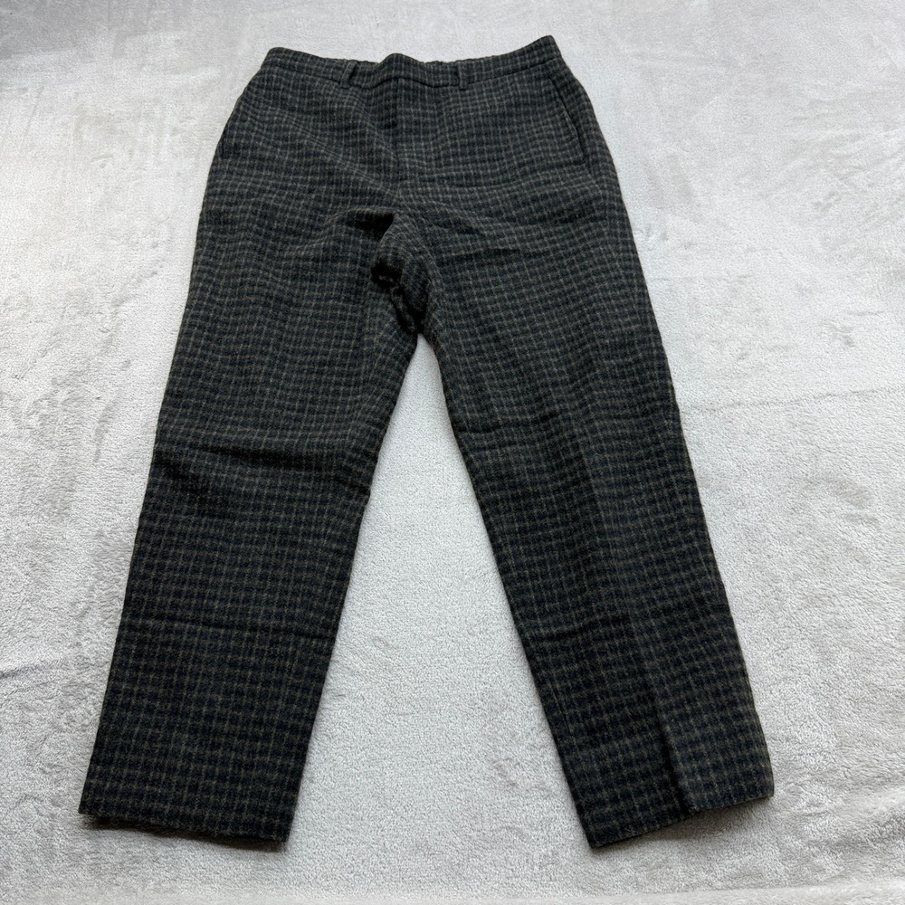 Vince Plaid Wool Cashmere Pants Womens M Green Brown Tapered Old Money Trousers